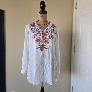 Embroidered White Boho Tunic